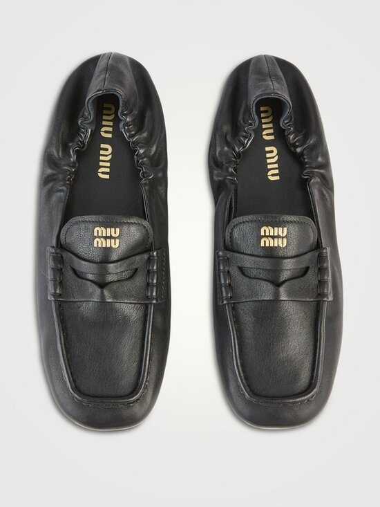 Miu Miu Shoes - MIU MIU Leather Penny Loafers 38